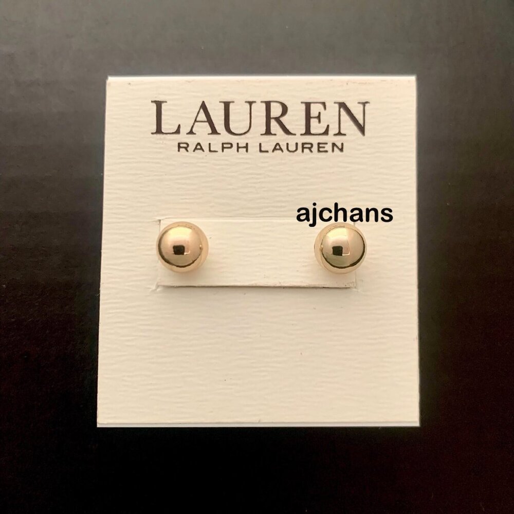 Lauren Ralph Lauren Gold Ball Stud Earrings 6mm RV$25